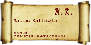 Matias Kalliszta névjegykártya